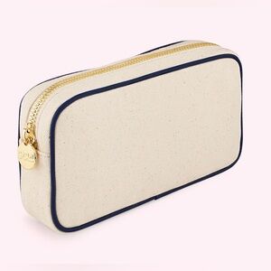 Stoney Clover Lane Canvas & Nylon Pouch (natural canvas, sapphire leather trim)